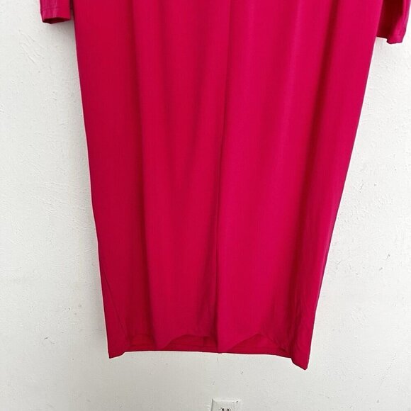 Eloquii Midi Dress Women's Sz 18 Hot Pink V-Neck Long Sleeve Twist Front Stretch - Picture 10 of 15